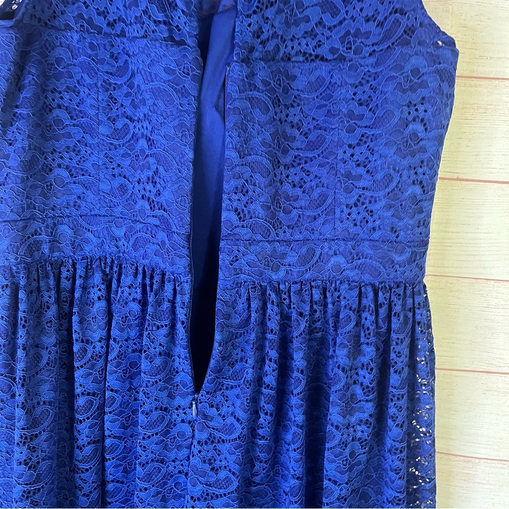 Jessica Simpson Royal Blue Lace Overlay Dress Size 12 - Picture 7 of 13
